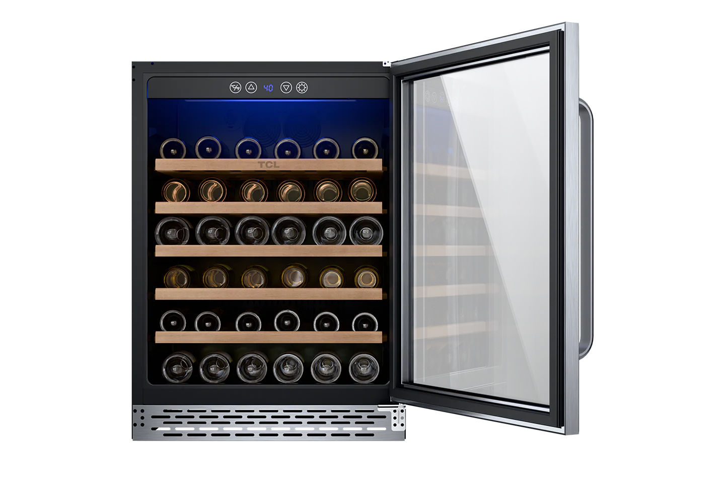 TCL 23.4-in W 52 -Bottles Stainless Steel Built-in/Freestanding Indoor Wine Cooler - Image 8