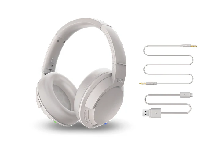 TCL Cement Gray On-Ear Noise Cancelling Hi-Res Wireless Headphones with Built-in Mic - ELIT400NCWT - Image 8
