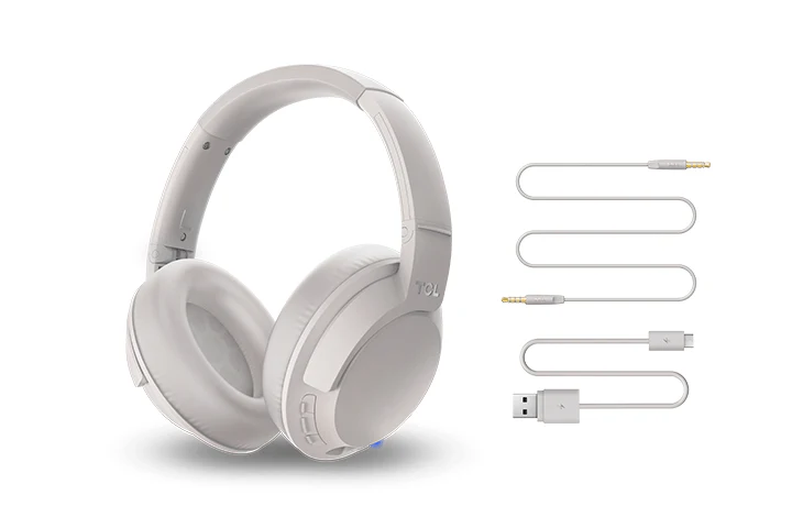TCL Cement Gray On-Ear Sound Isolating Hi-Res Wireless Headphones with Built-in Mic - ELIT400BTWT - Image 8